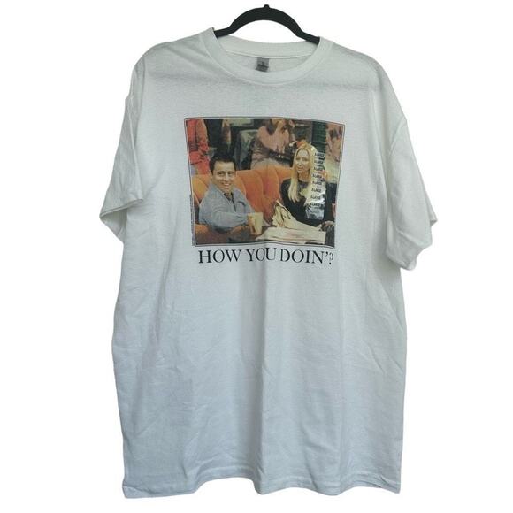 ❤️ NWT FRIENDS How You Doin? Graphic Tee in White, Size XL - Picture 1 of 4